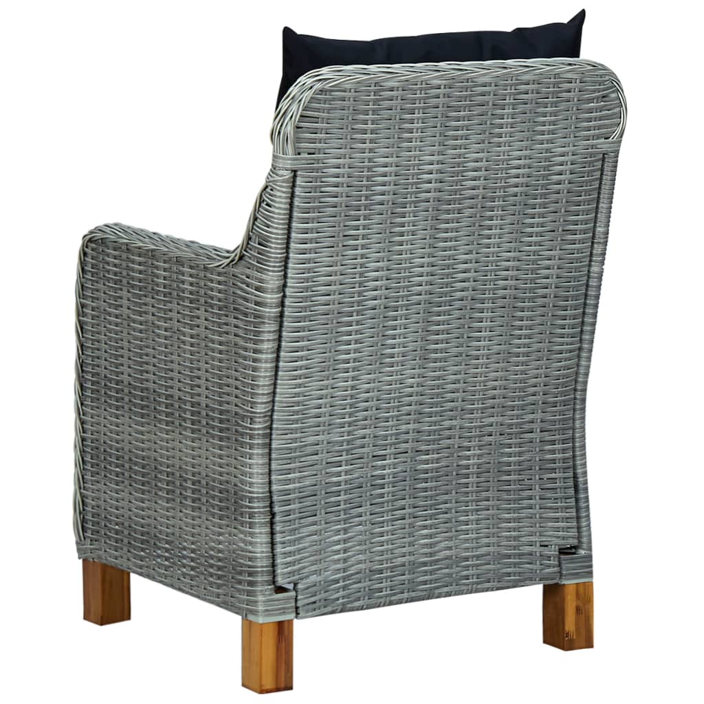 vidaXL 3 Piece Patio Lounge Set with Cushions Poly Rattan Light Gray
