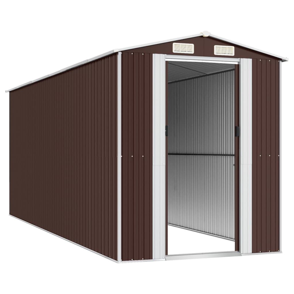 vidaXL Garden Shed Dark Brown 75.6"x205.9"x87.8" Galvanized Steel