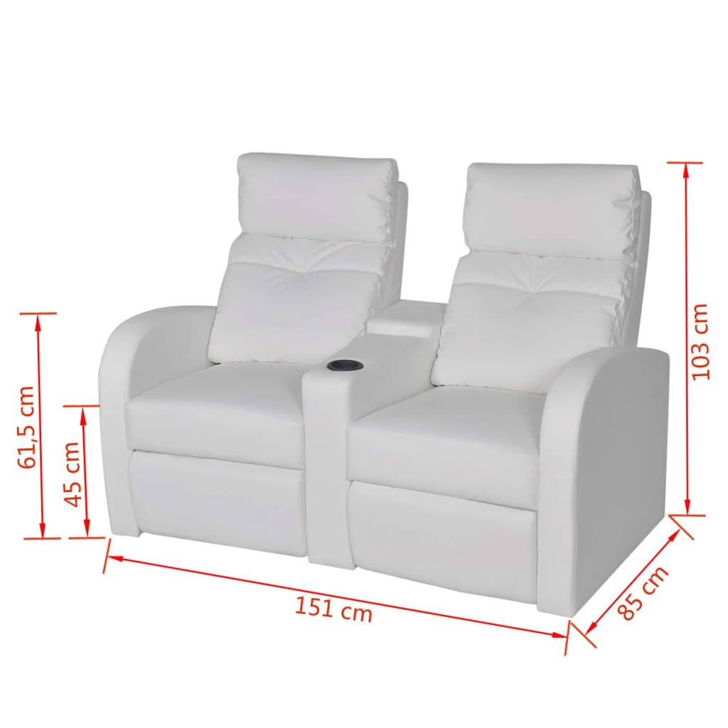 vidaXL Recliner 2-seat Artificial Leather White