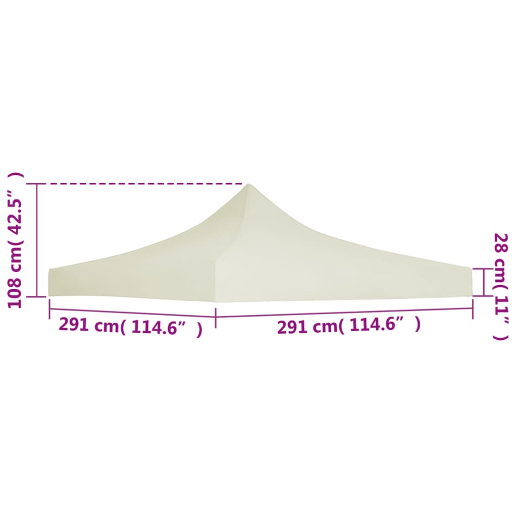 vidaXL Party Tent Roof 9.8'x9.8' Cream
