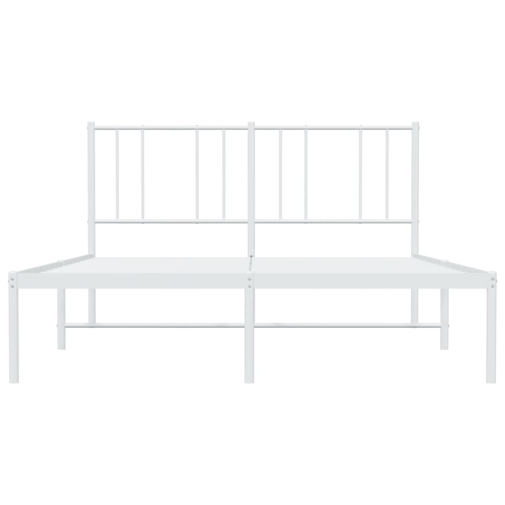vidaXL Metal Bed Frame with Headboard White 53.9"x74.8" Full