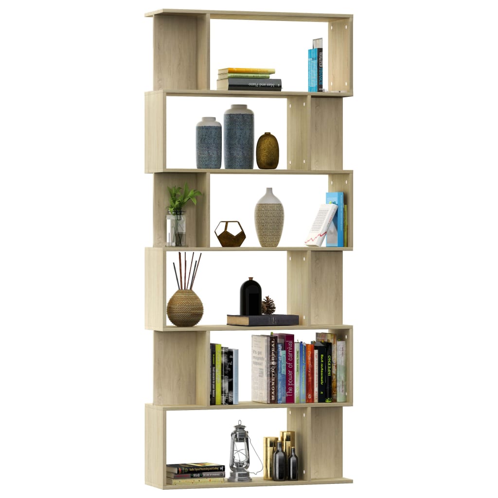 vidaXL Book Cabinet/Room Divider Sonoma Oak 31.5"x9.4"x75.6" Chipboard