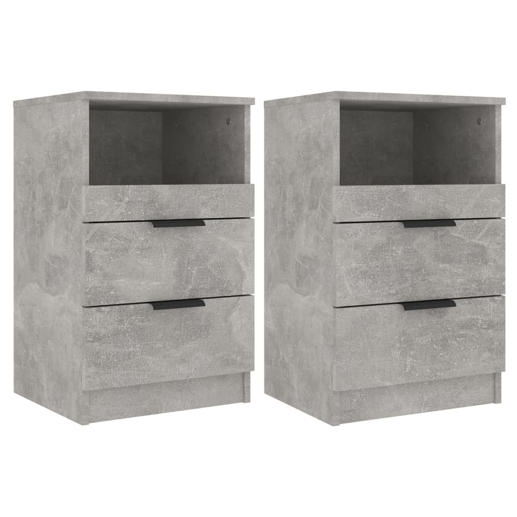 vidaXL Bedside Cabinets 2 pcs Concrete Gray Engineered Wood