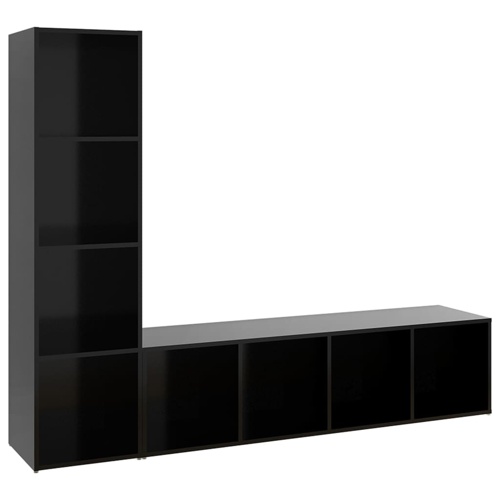vidaXL TV Cabinets 2 pcs Black 56.1"x13.8"x14.4" Engineered Wood