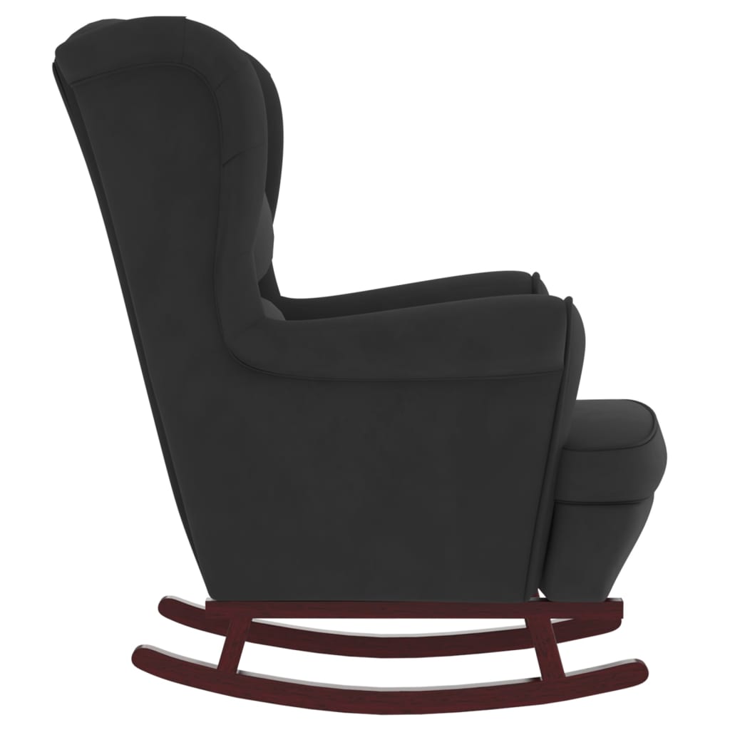 vidaXL Rocking Chair with Solid Wood Rubber Legs Black Velvet