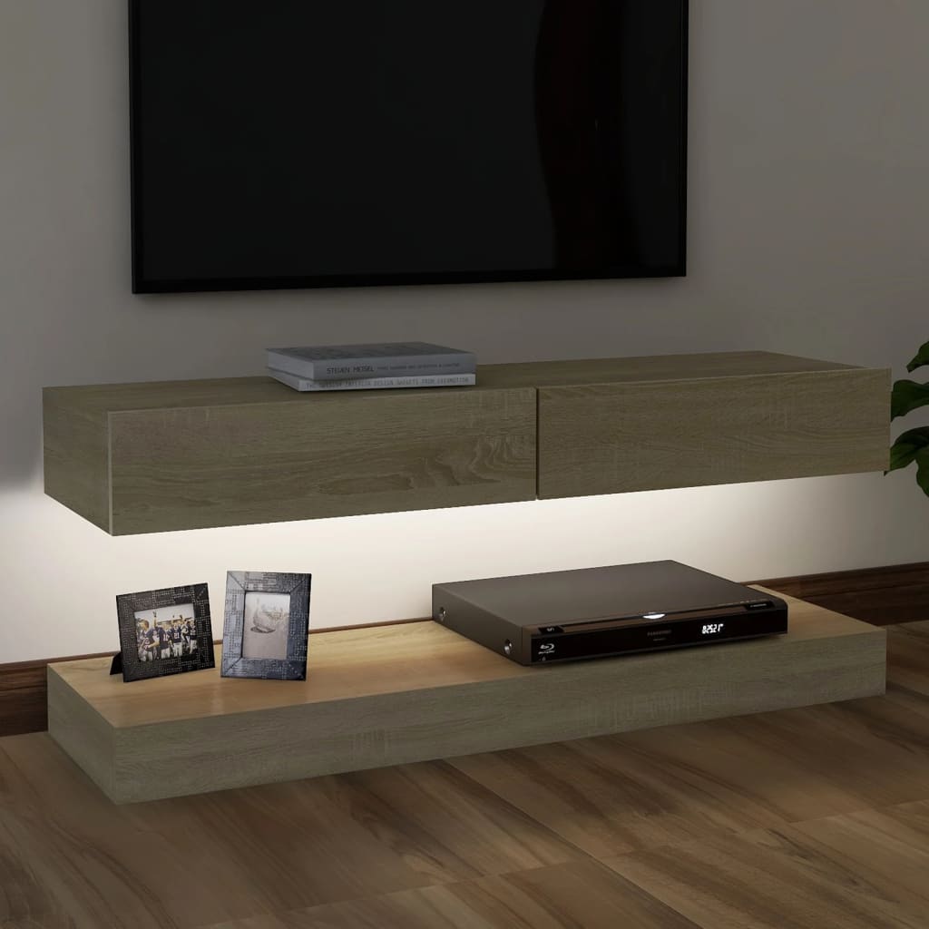 vidaXL TV Cabinet with LED Lights Sonoma Oak 47.2"x13.8"
