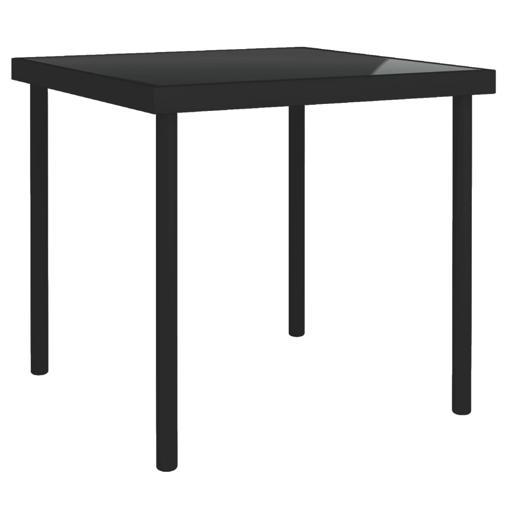 vidaXL Patio Dining Table Black 31.5"x31.5"x28.3" Glass and Steel