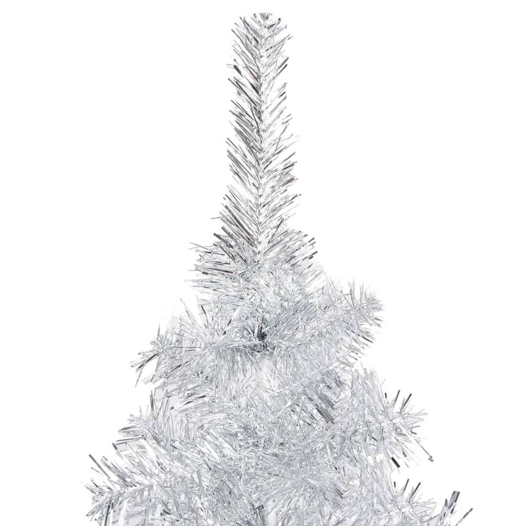 vidaXL Artificial Christmas Tree with LEDs&Stand Silver 94.5" PET