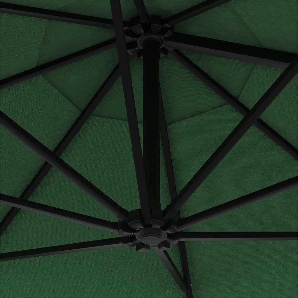 vidaXL Wall-Mounted Parasol with Metal Pole 118.1" Green