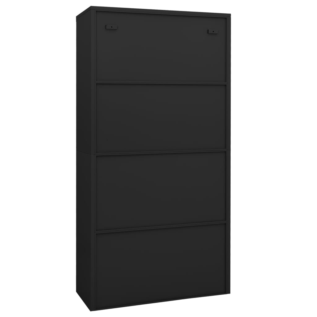 vidaXL Office Cabinet Anthracite 35.4"x15.7"x70.9" Steel and Tempered Glass