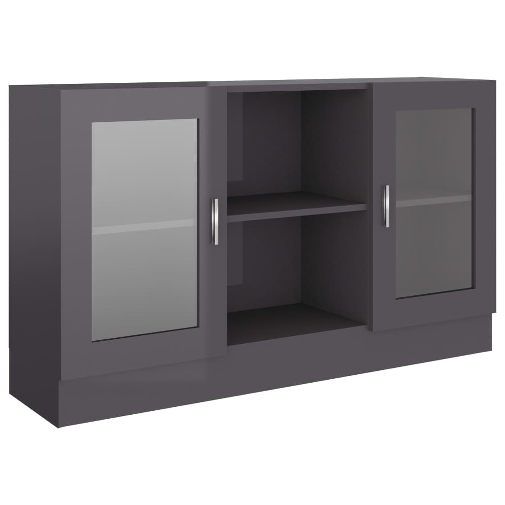 vidaXL Vitrine Cabinet High Gloss Gray 47.2"x12"x27.6" Engineered Wood