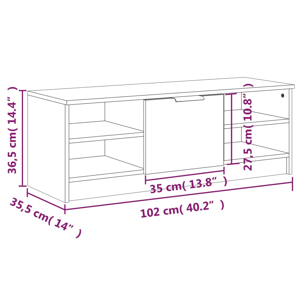 vidaXL TV Cabinet Concrete Gray 40.2"x14"x14.4" Engineered Wood