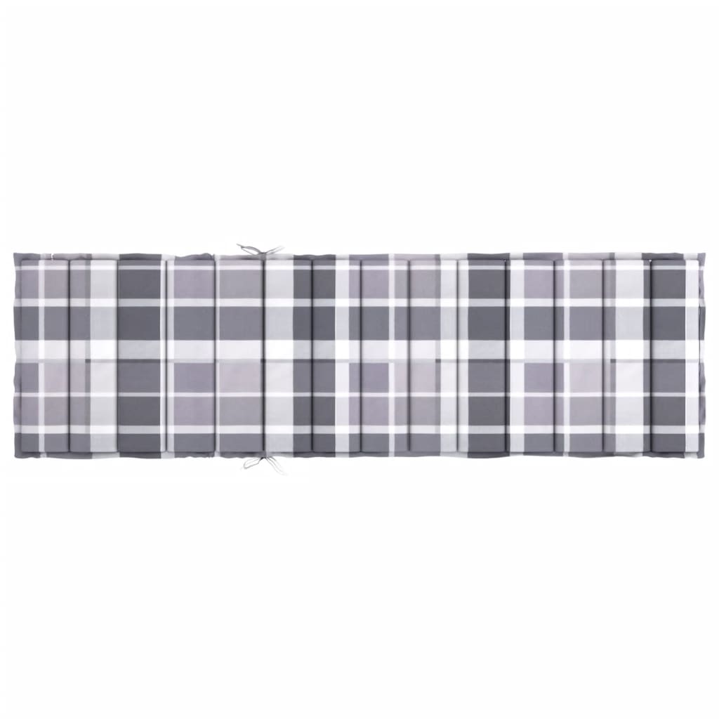 vidaXL Sun Lounger Cushion Gray Check Pattern 78.7"x19.7"x1.2" Oxford Fabric