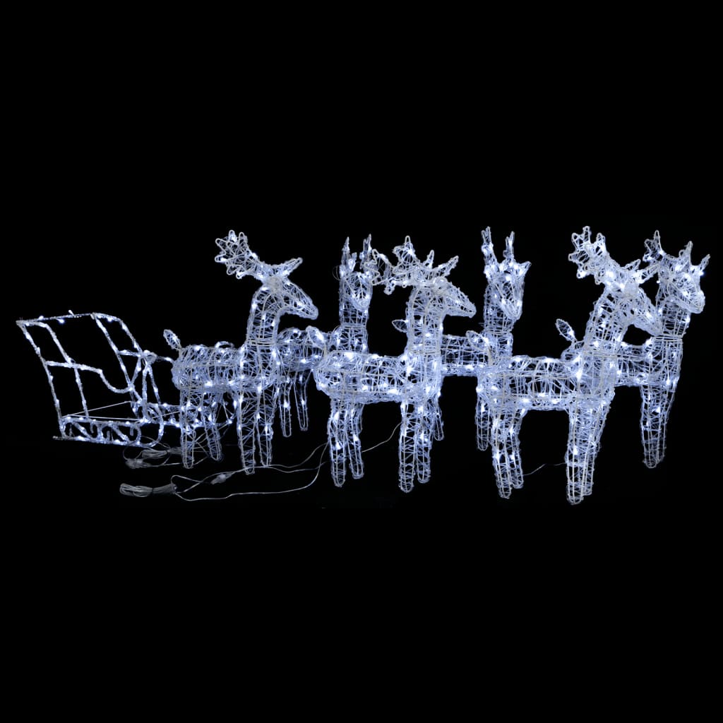 vidaXL Reindeers & Sleigh Christmas Decoration 320 LEDs Acrylic