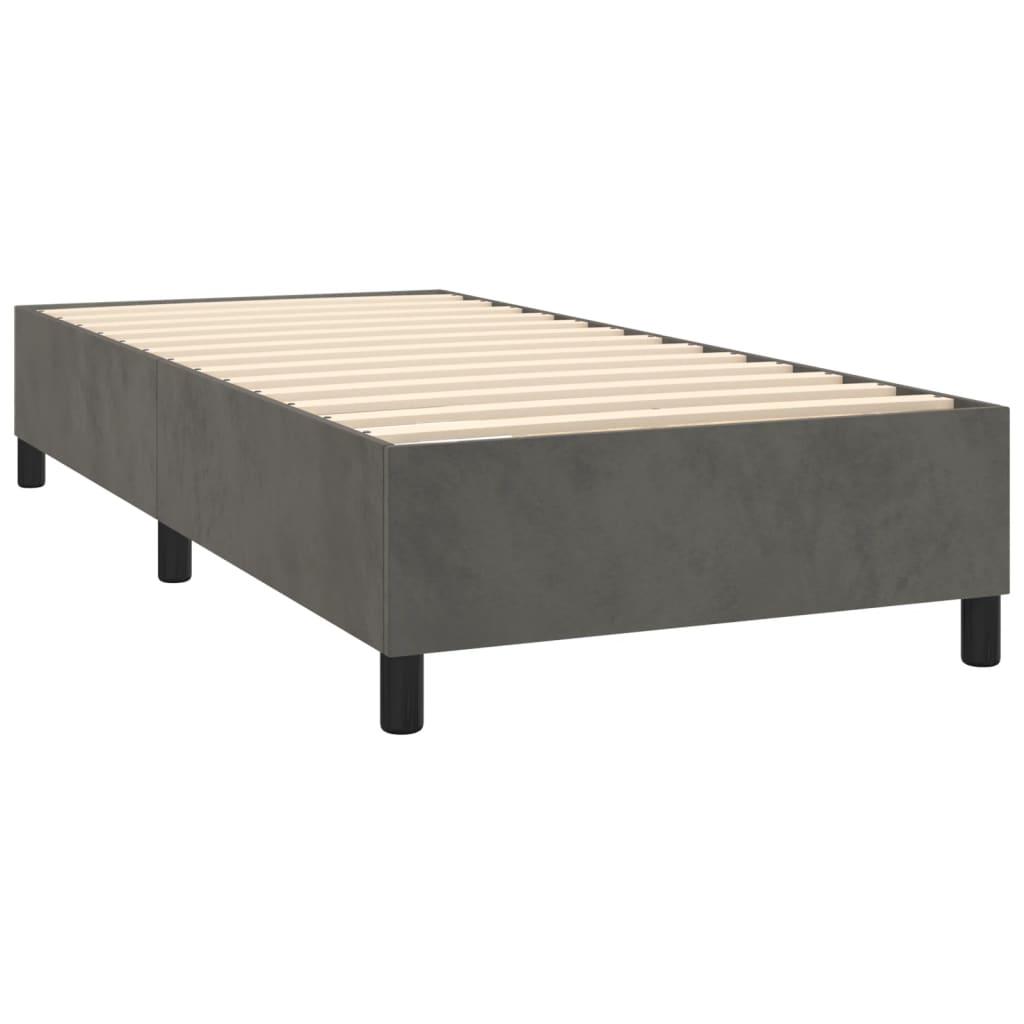 vidaXL Box Spring Bed with Mattress Dark Gray Twin Velvet