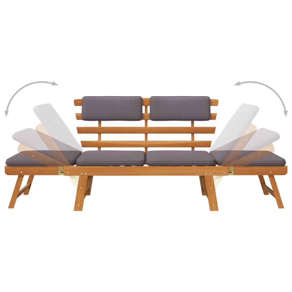 vidaXL 2-in-1 Patio Daybed with Cushion 74.8" Solid Acacia Wood