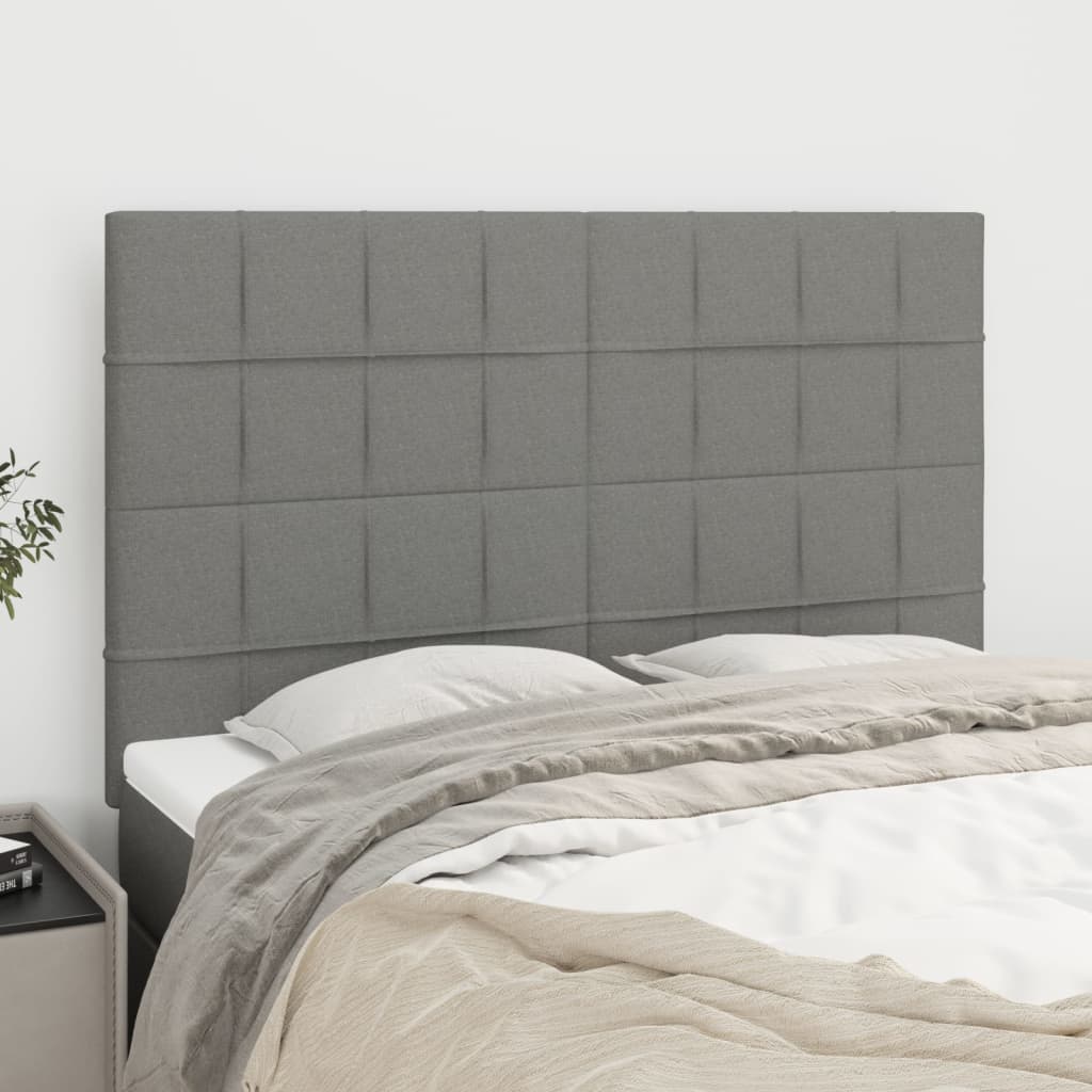 vidaXL Headboards 4 pcs Dark Gray 28.3"x2"x30.7"/34.6" Fabric