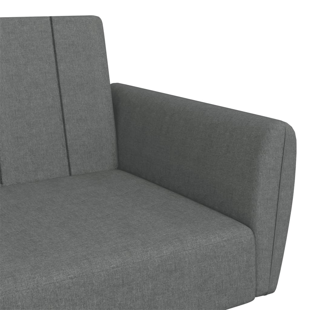 vidaXL 2-Seater Sofa Bed with Footstool Dark Gray Fabric