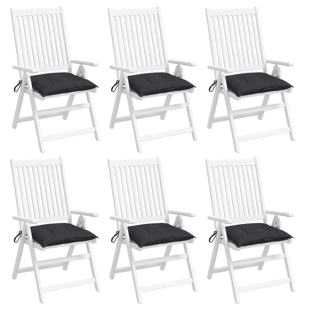 vidaXL Chair Cushions 6 pcs Black 15.7x15.7"x2.8" Fabric"