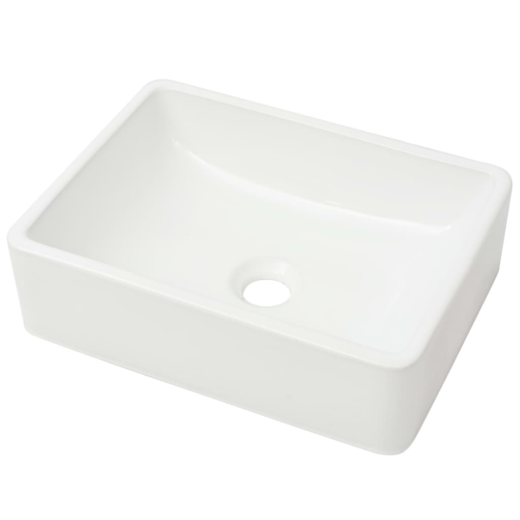 vidaXL Basin Ceramic White 16.1"x11.8"x4.7"