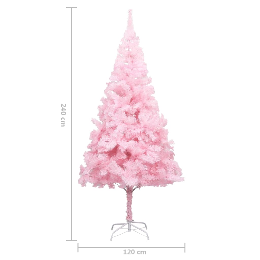vidaXL Artificial Pre-lit Christmas Tree with Stand Pink 94.5" PVC