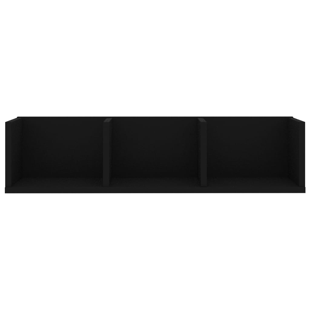 vidaXL CD Wall Shelf Black 29.5"x7.1"x7.1" Engineered Wood