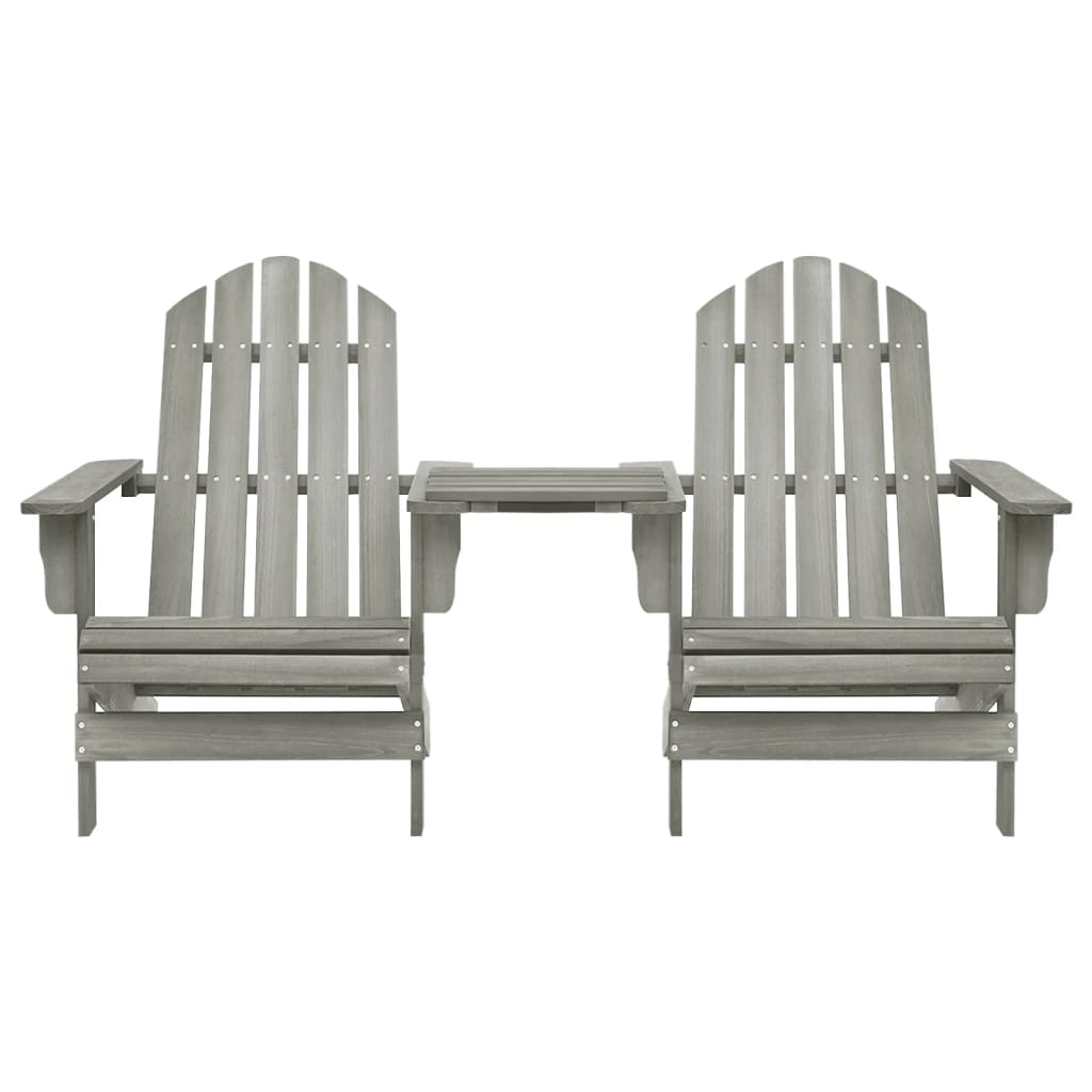 vidaXL Patio Adirondack Chairs with Tea Table Solid Wood Fir Gray