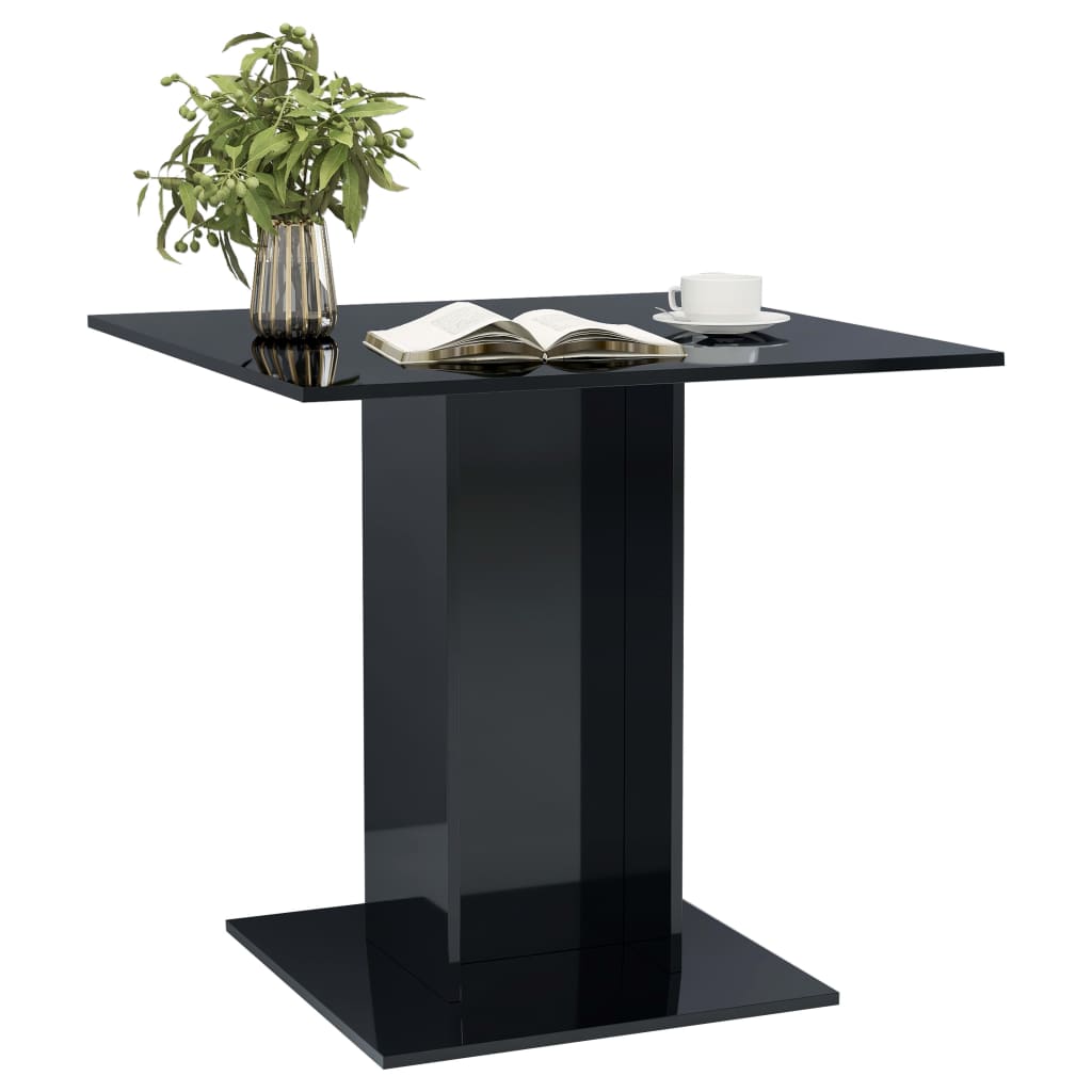 vidaXL Dining Table High Gloss Black 31.5"x31.5"x29.5" Chipboard