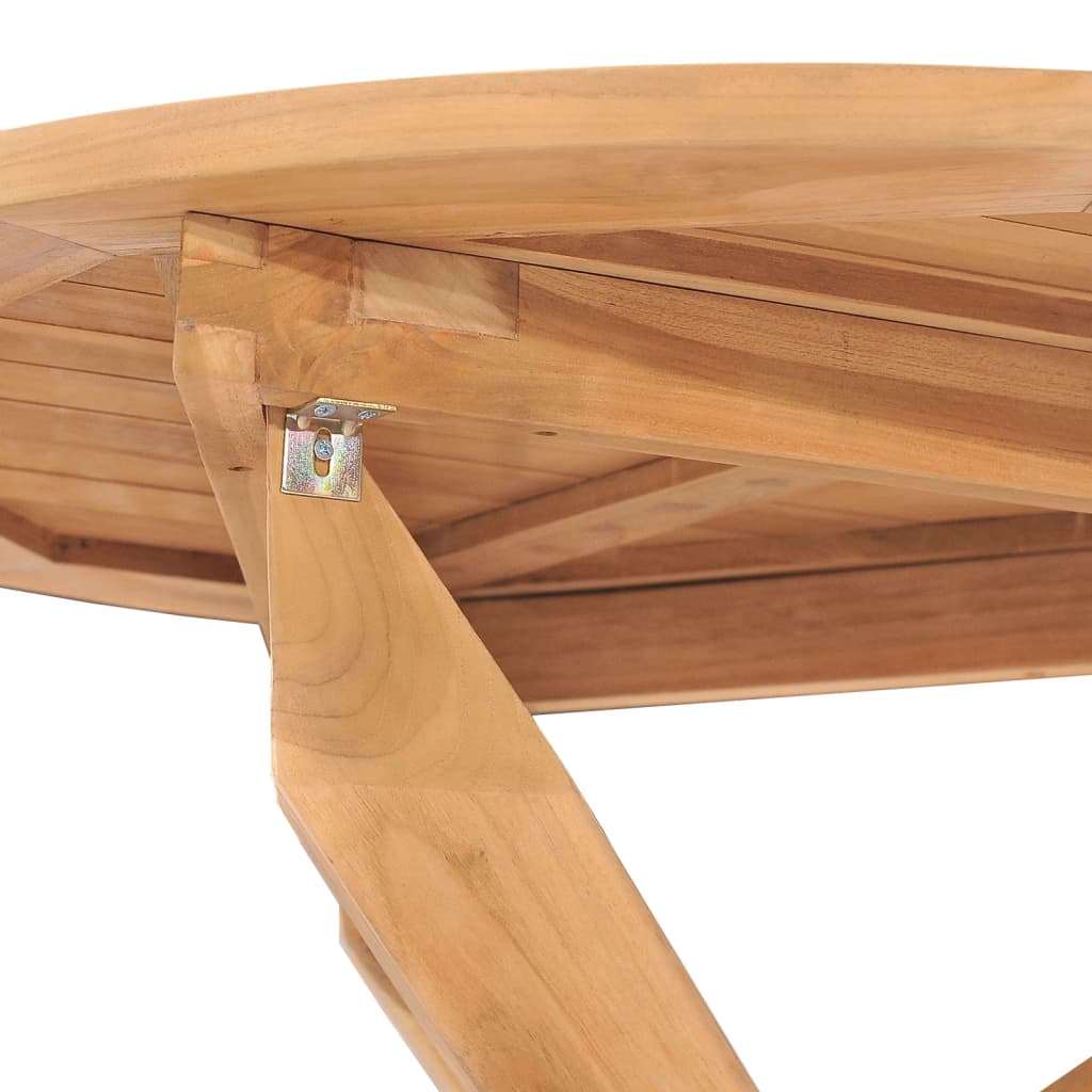 vidaXL Patio Dining Table Ø35.4"x29.5" Solid Teak Wood