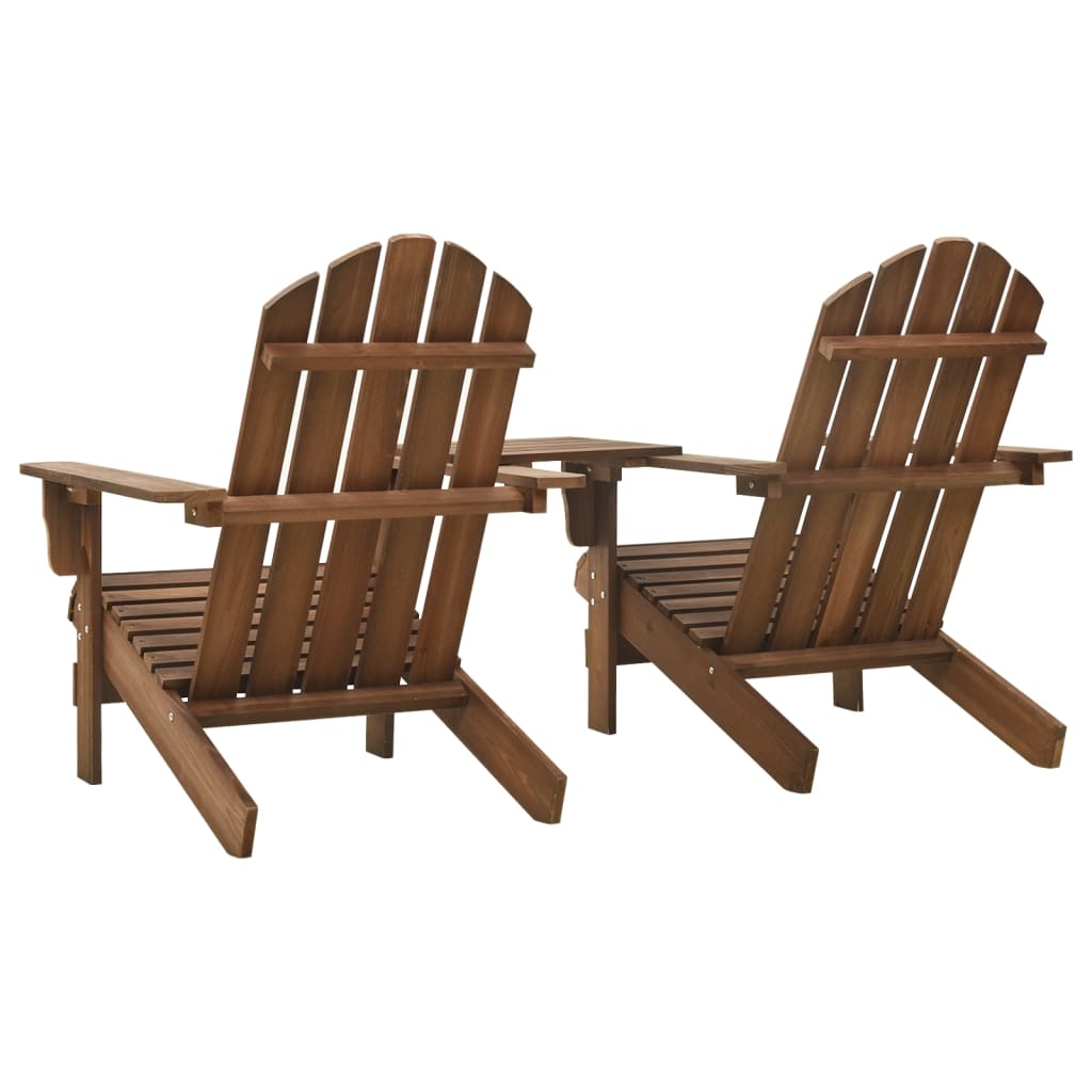 vidaXL Patio Adirondack Chairs with Tea Table Solid Wood Fir Brown