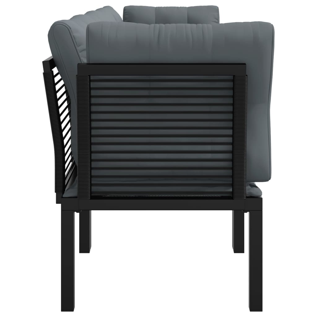 vidaXL 4 Piece Patio Lounge Set Black and Gray Poly Rattan