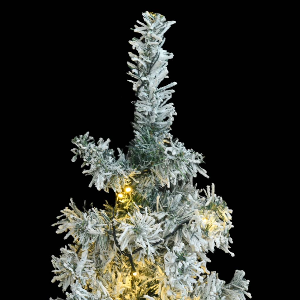 vidaXL Slim Christmas Tree 300 LEDs & Flocked Snow 106.3"