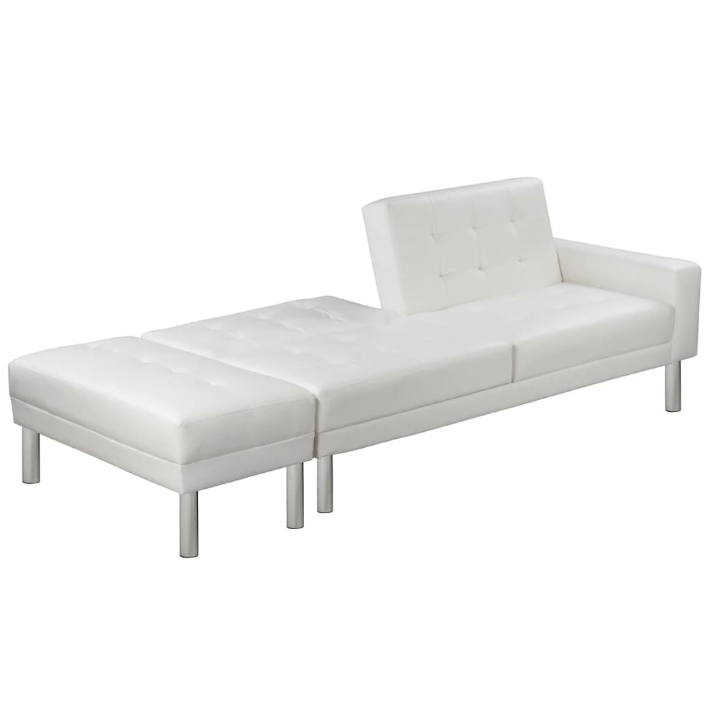 vidaXL Sofa Bed Artificial Leather White Adjustable