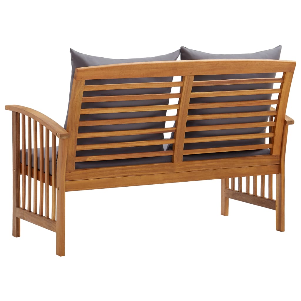 vidaXL Patio Bench with Cushions 46.9" Solid Acacia Wood