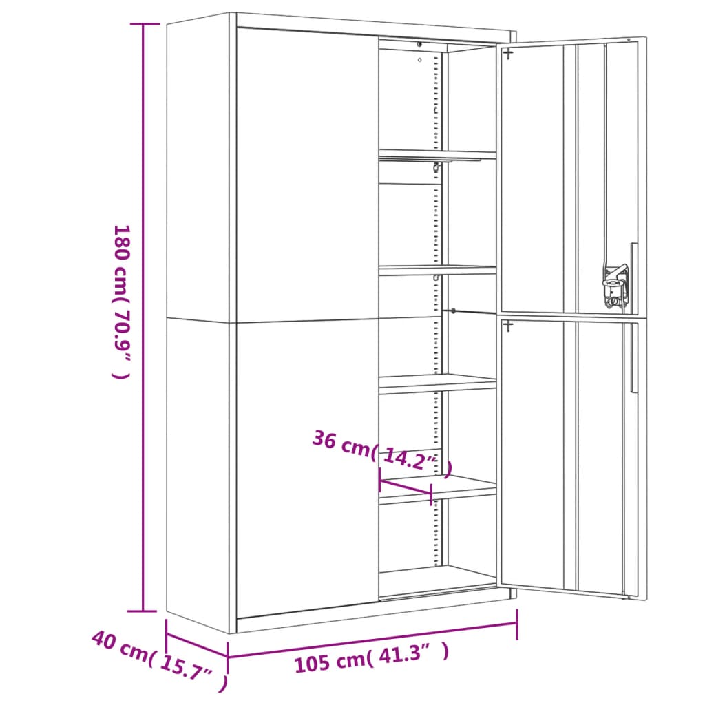 vidaXL File Cabinet Light Gray 41.3"x15.7"x70.9" Steel