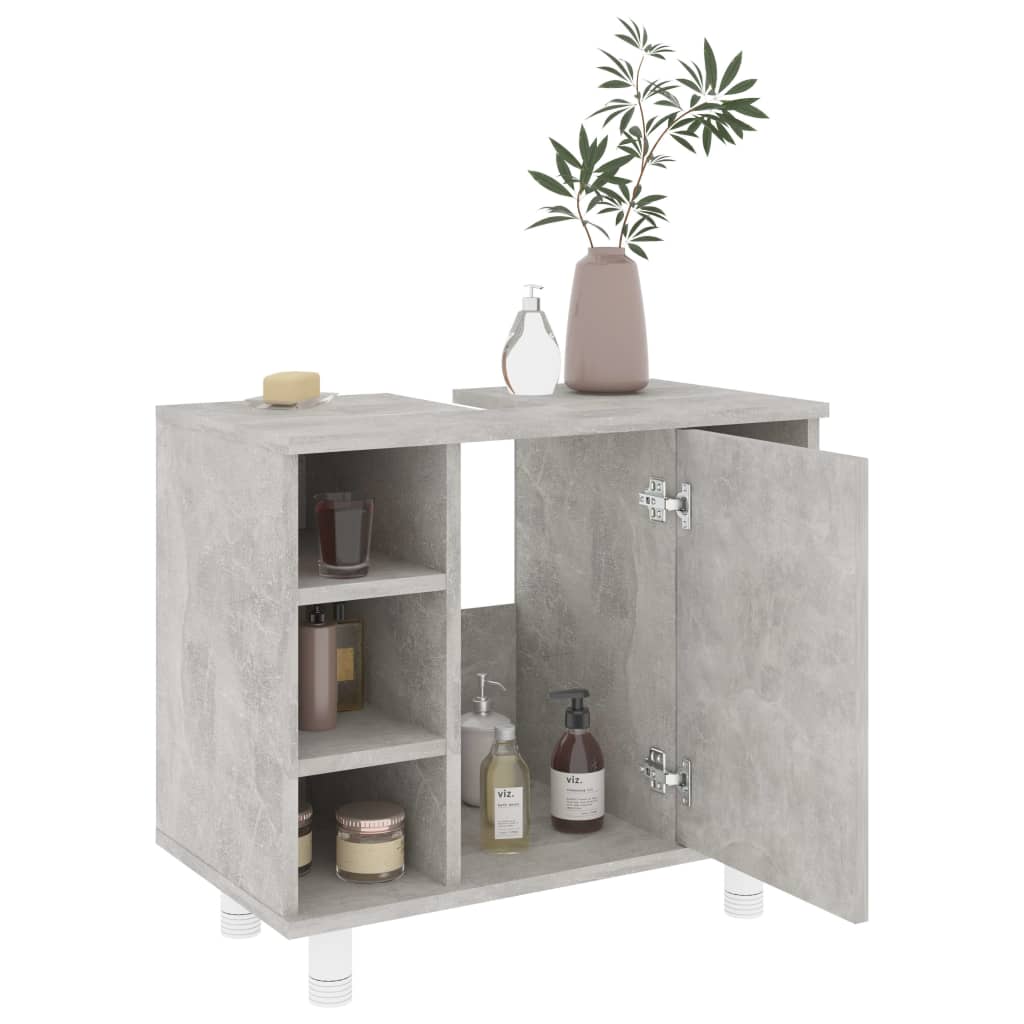 vidaXL Bathroom Cabinet Concrete Gray 23.6"x12.6"x21.1" Chipboard