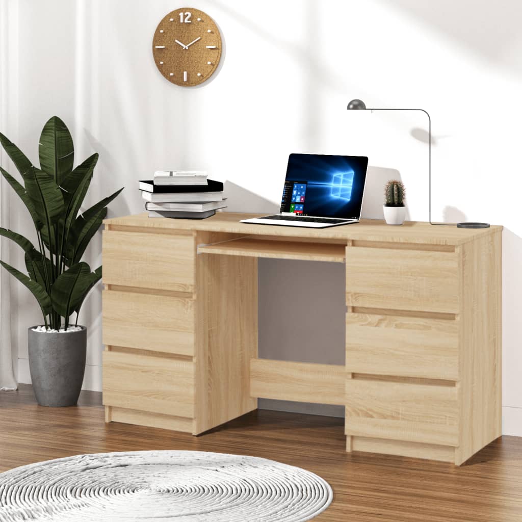 vidaXL Writing Desk Sonoma Oak 55.1"x19.7"x30.3" Chipboard