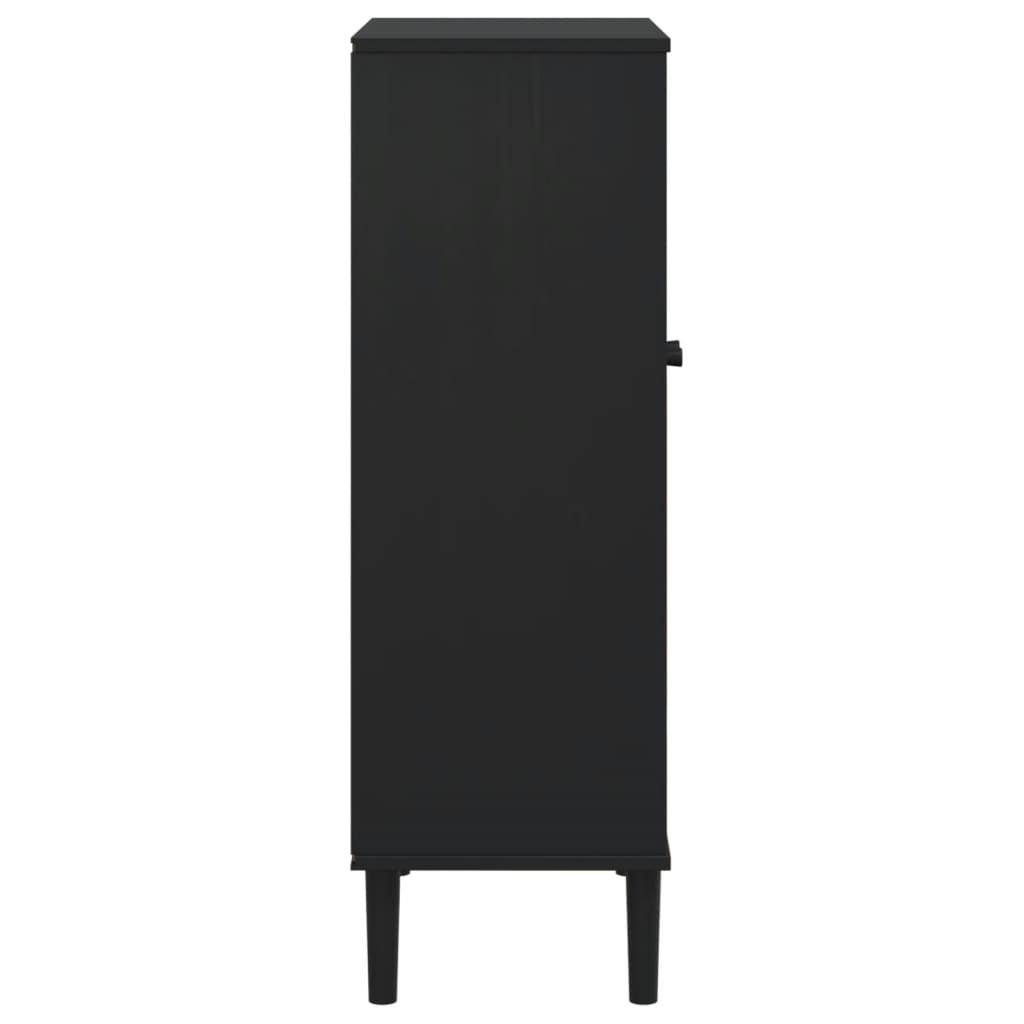 vidaXL Shoe Cabinet SENJA Rattan Look Black 23.4"x13.8"x42.1" Solid Wood