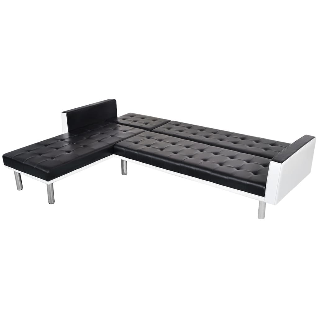 vidaXL Sofa Bed L-shaped Artificial Leather Adjustable Black