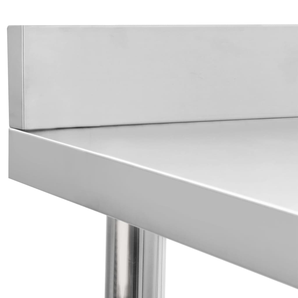 vidaXL Kitchen Work Table with Backsplash 23.6"x23.6"x36.6" Stainless Steel