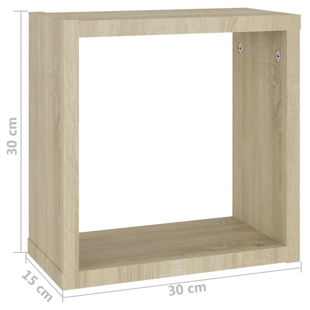 vidaXL Wall Cube Shelves 4 pcs White and Sonoma Oak 11.8"x5.9"x11.8"