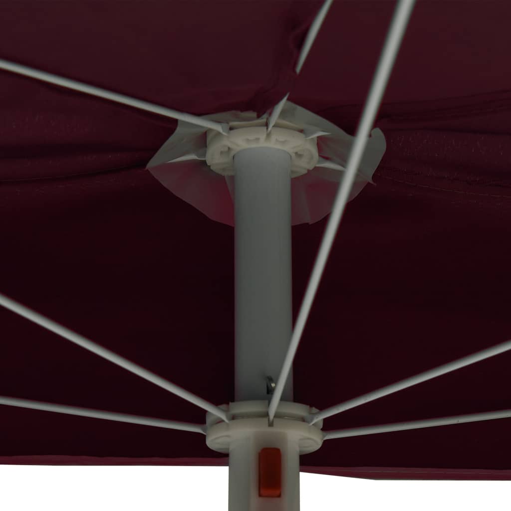 vidaXL Garden Half Parasol with Pole 70.9"x35.4" Bordeaux Red