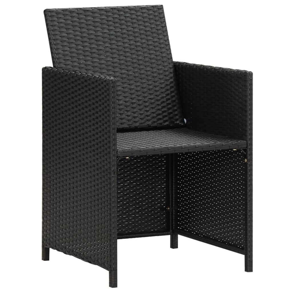 vidaXL Patio Chairs 2 pcs with Cushions and Pillows Poly Rattan Black