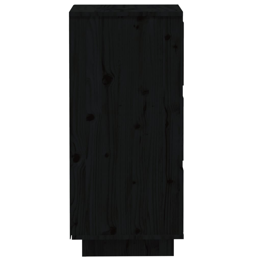 vidaXL Sideboards 2 pcs Black 12.6"x13.4"x29.5" Solid Wood Pine