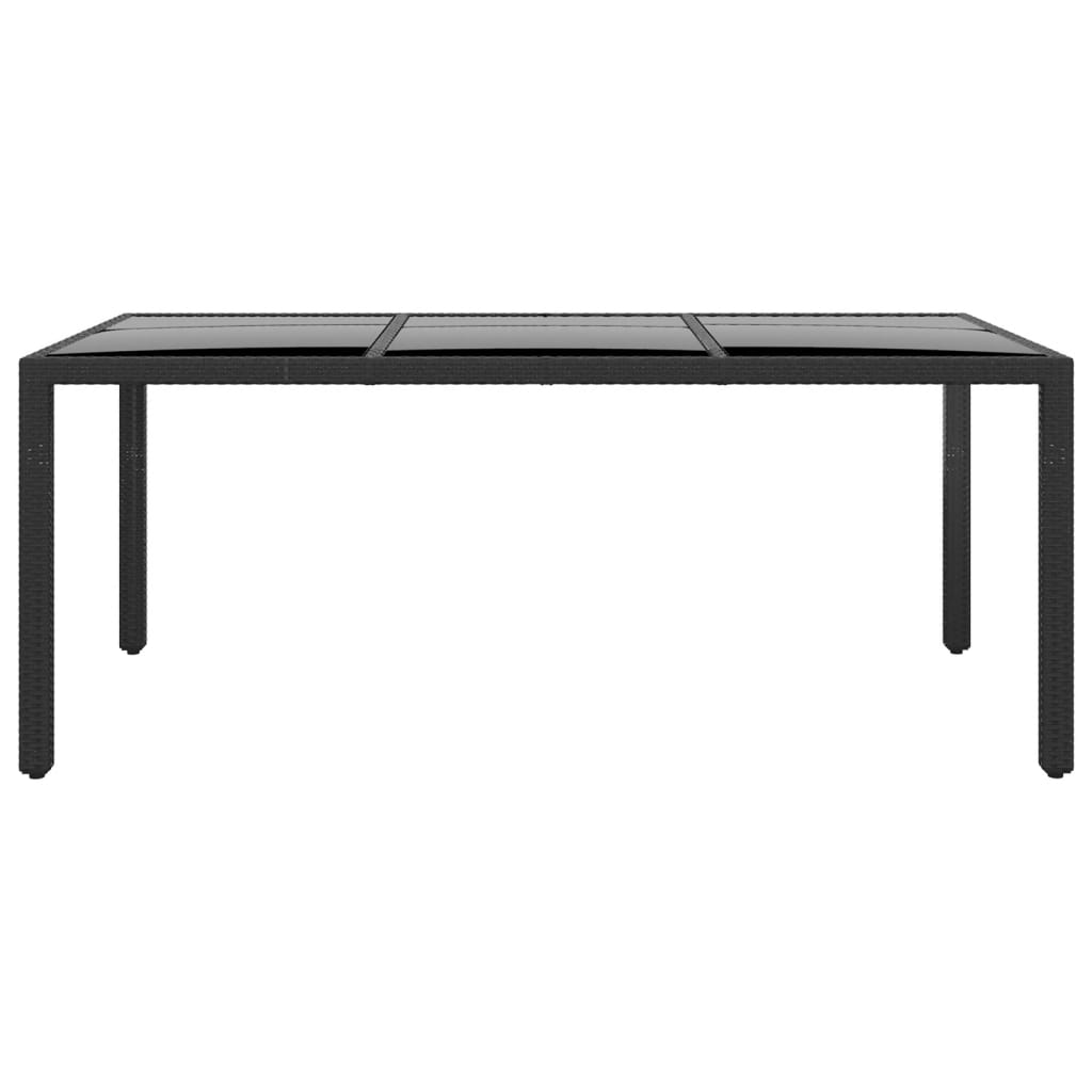 vidaXL Patio Table 74.8"x35.4"x29.5" Tempered Glass and Poly Rattan Black