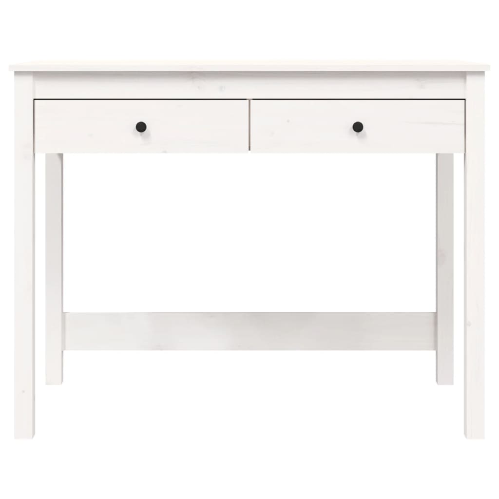 vidaXL Desk with Drawers White 39.4"x19.7"x30.7" Solid Wood Pine