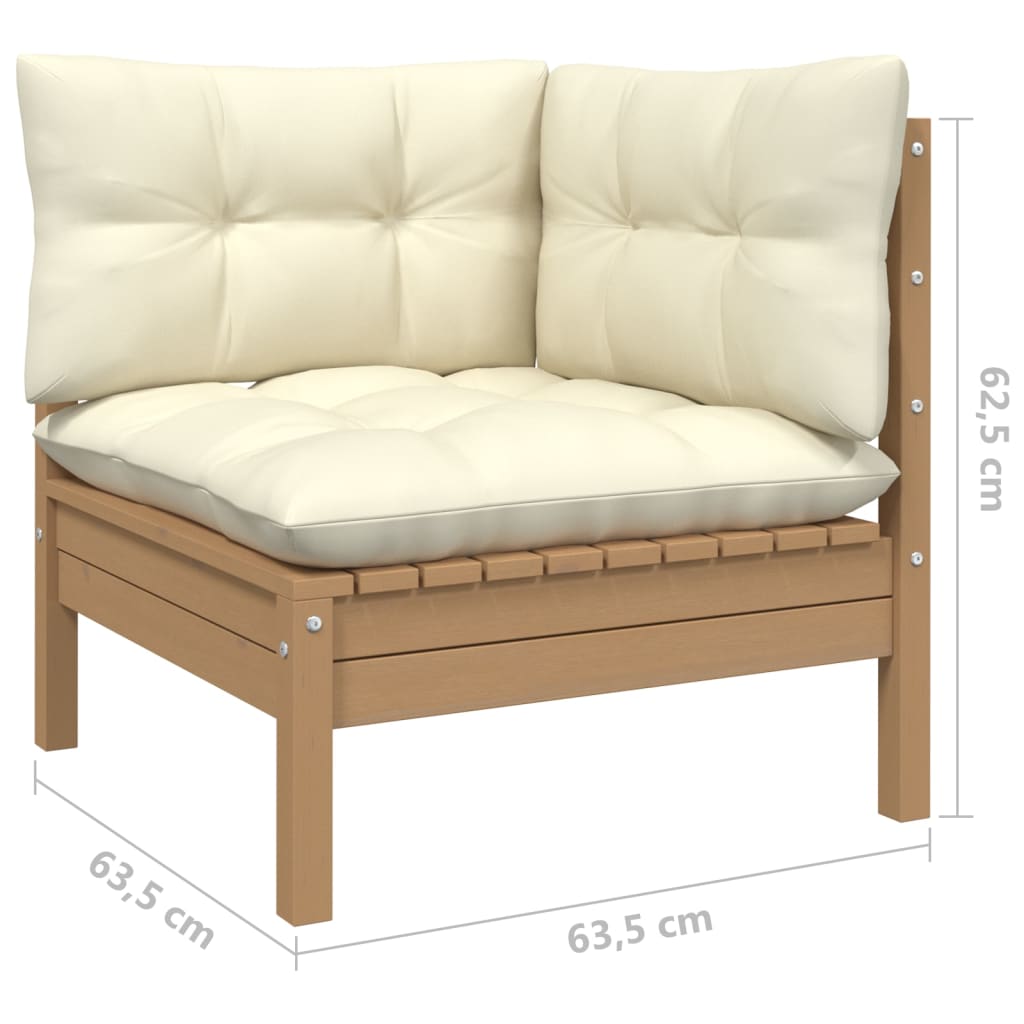 vidaXL 9 Piece Patio Lounge Set with Cushions Honey Brown Pinewood