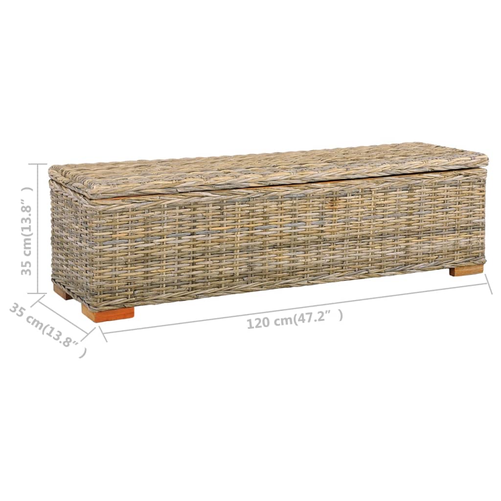 vidaXL Storage Box 47.2" Kubu Rattan and Solid Mango Wood