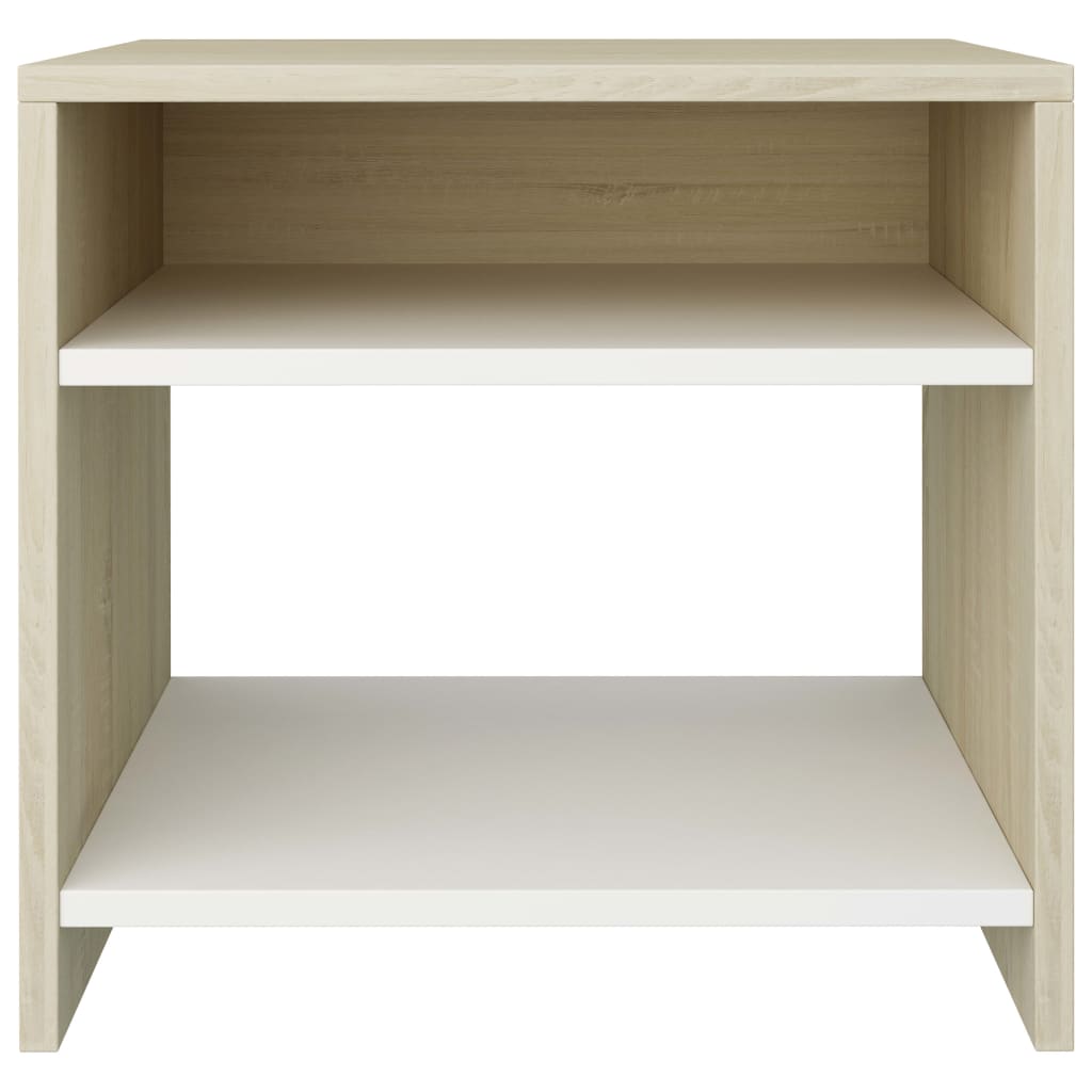 vidaXL Bedside Cabinets 2 pcs White and Sonoma Oak 15.7"x11.8"x15.7"