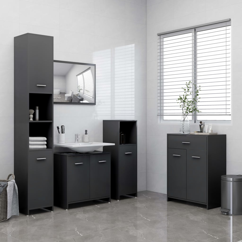vidaXL Bathroom Cabinet Gray 23.6"x13"x31.5" Engineered Wood
